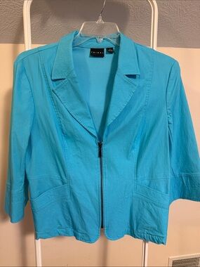 Tribal Turquoise Zip-Front Jacket - size 14